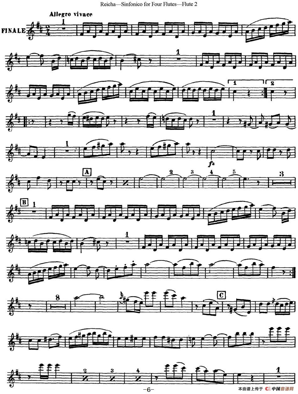 瑞查长笛四重奏（Flute 2）长笛谱