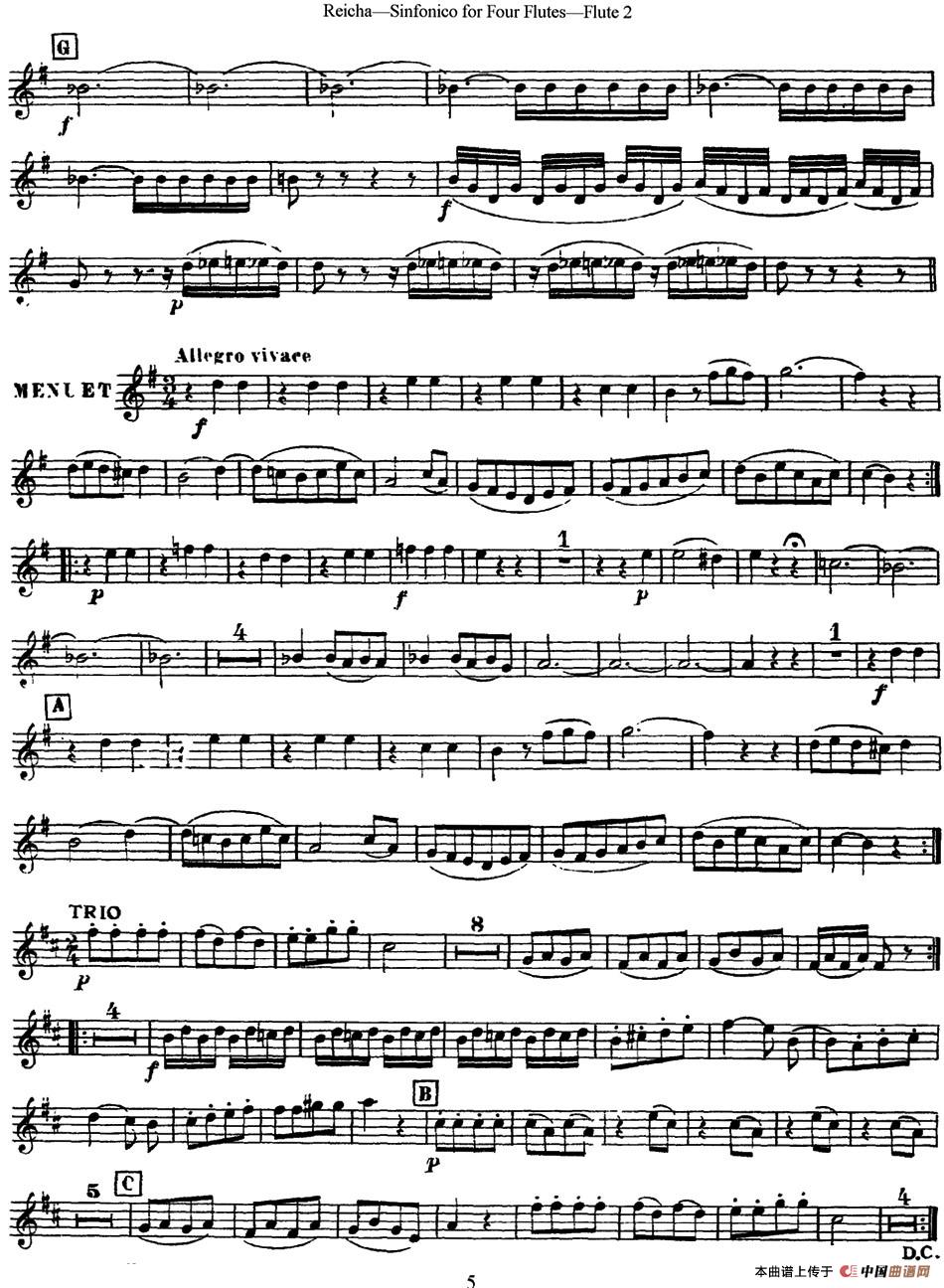 瑞查长笛四重奏（Flute 2）长笛谱