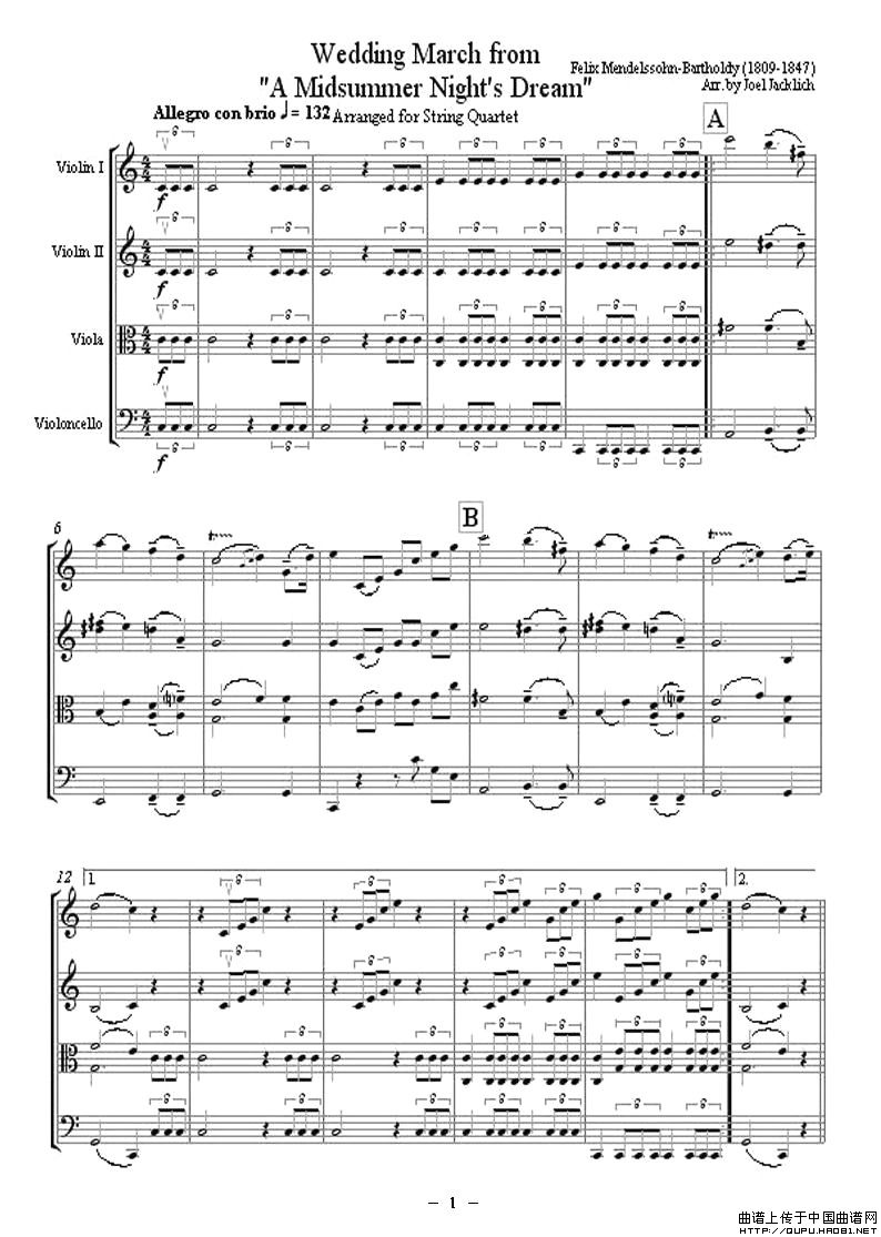 A Midsummer Night's Dream小提琴谱