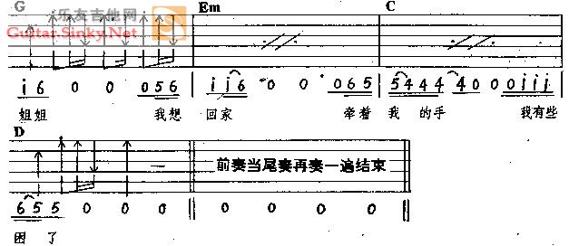 姐姐(张楚）吉他谱