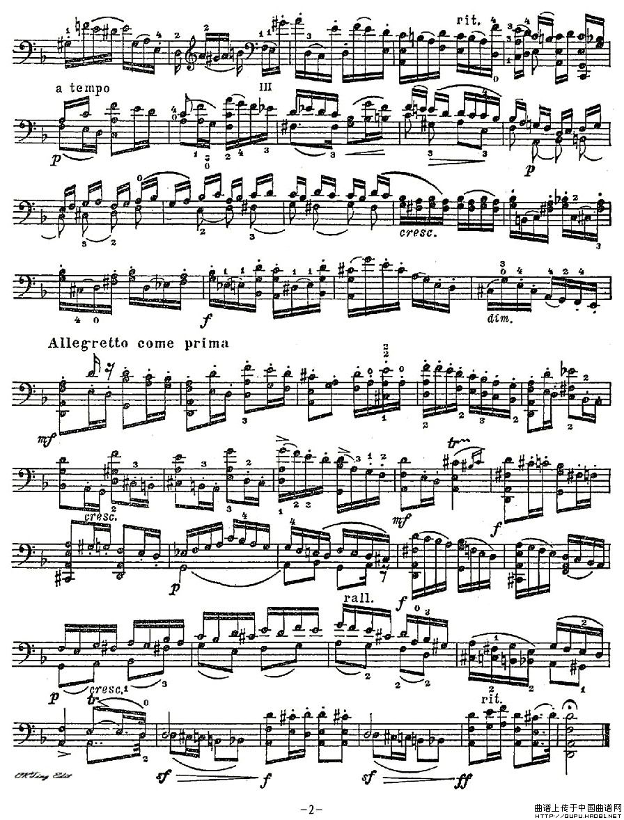 皮阿蒂 12首大提琴随想曲) 第四）小提琴谱