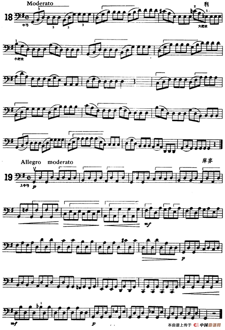 大提琴练习曲：大把位（16—21）小提琴谱