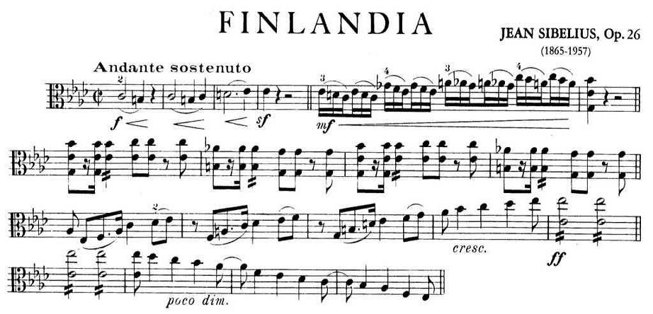 FINLANDIA（中提琴）小提琴谱