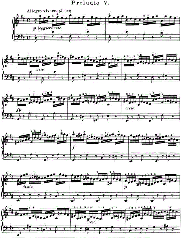 巴赫《平均律钢琴曲集·第一卷》之前奏曲（NO.5）