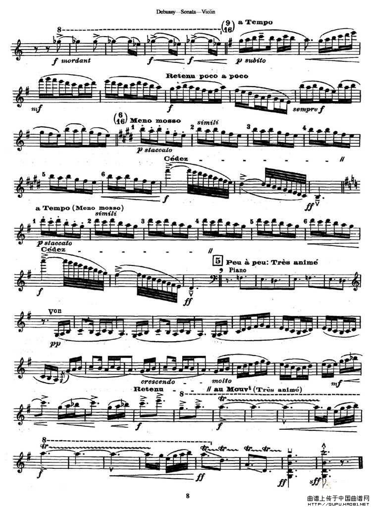 奏鸣曲（Sonata [德彪斯作曲版]）小提琴谱