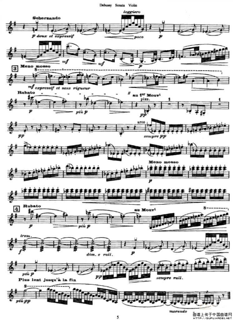 奏鸣曲（Sonata [德彪斯作曲版]）小提琴谱