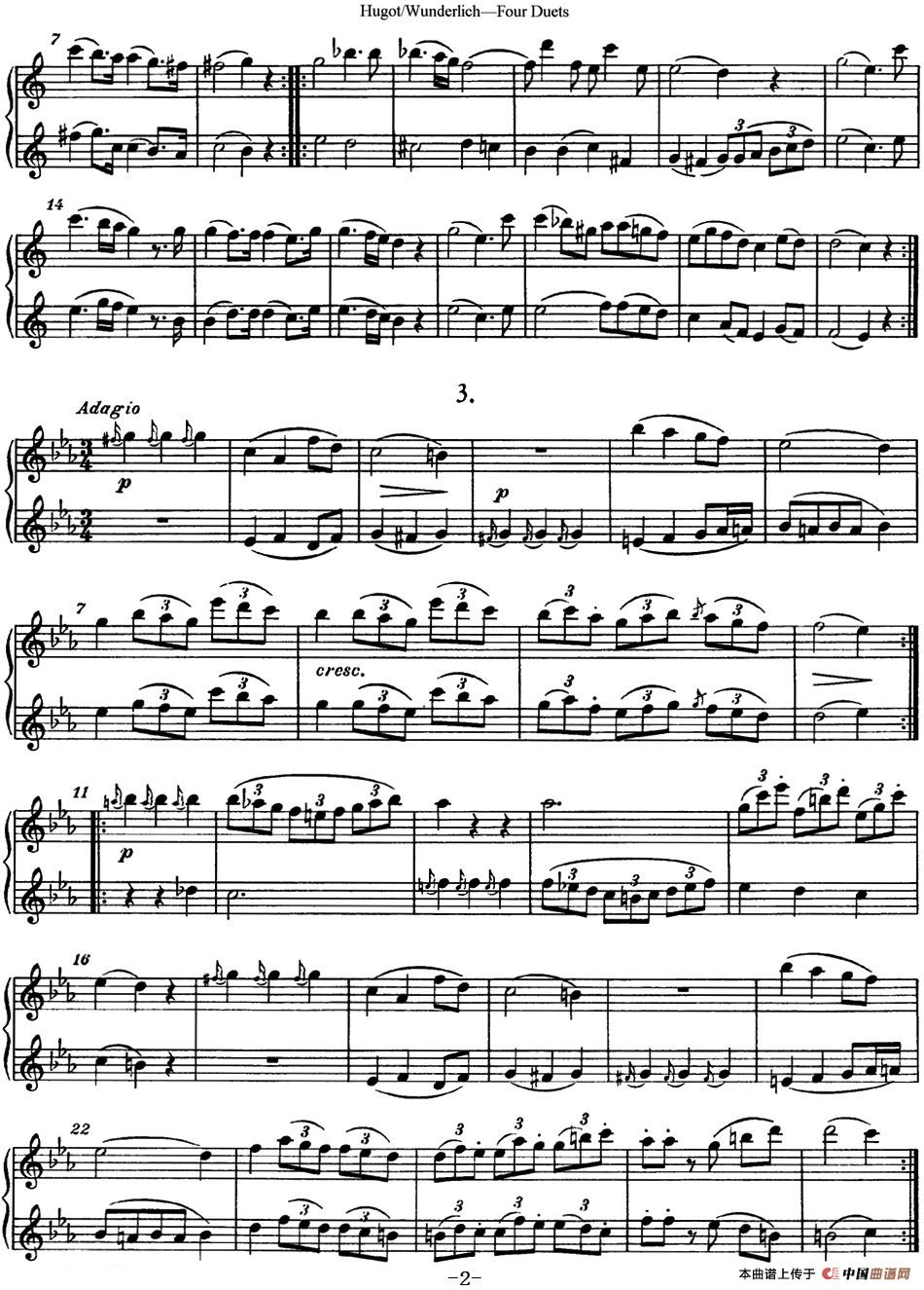 扈高特四个长笛重奏曲长笛谱