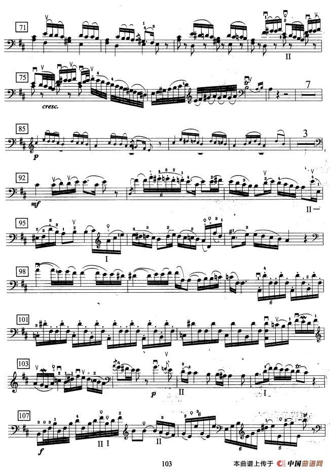 大提琴考级教程·第十级（大提琴）小提琴谱