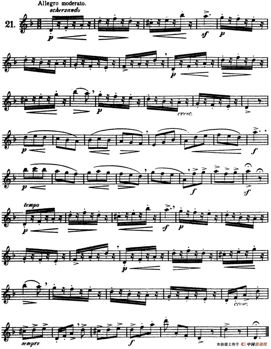 三十首基础及提高练习曲（NO.21）长笛谱