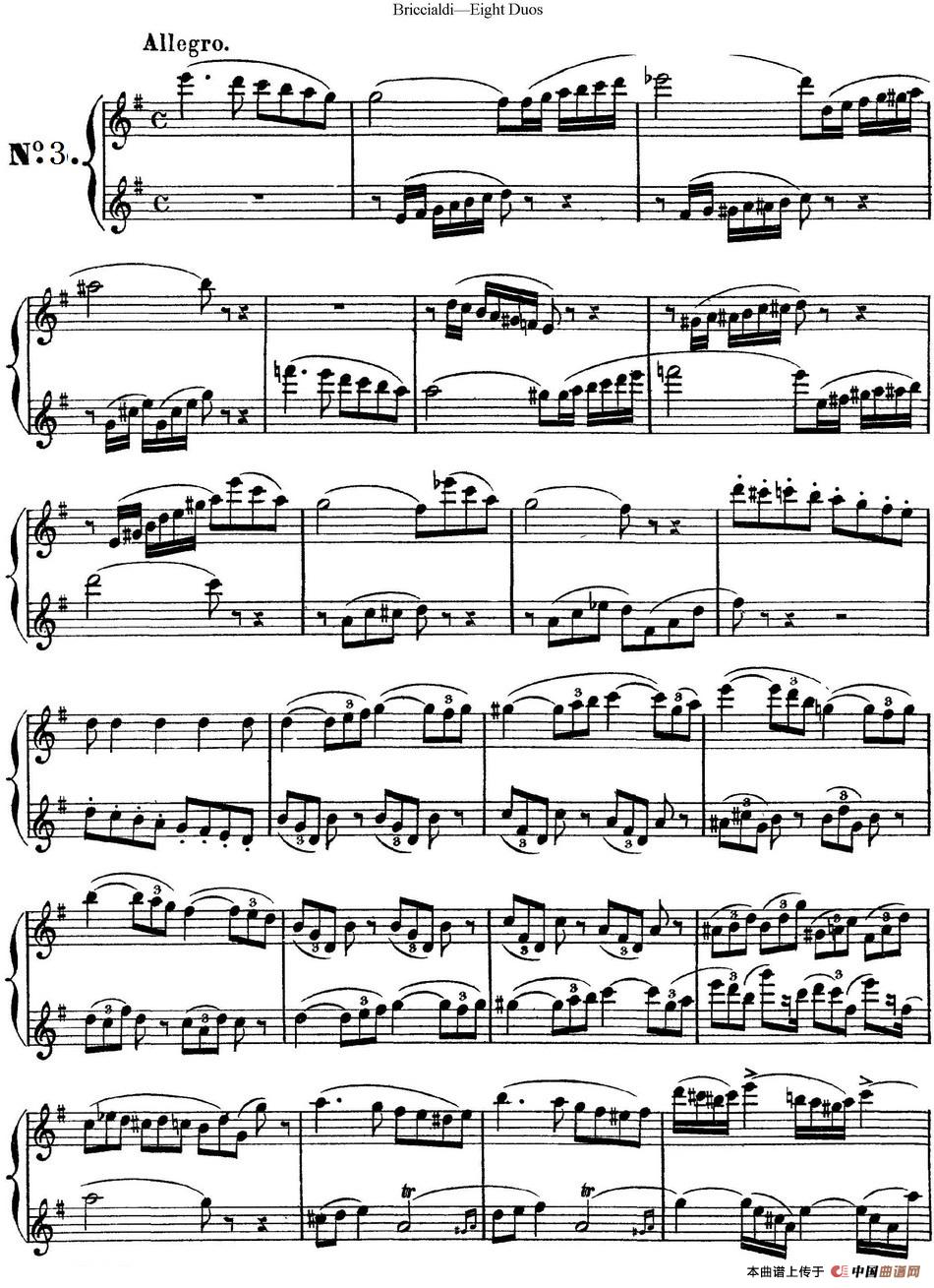 8首博瑞西亚第长笛二重奏（NO.3）长笛谱