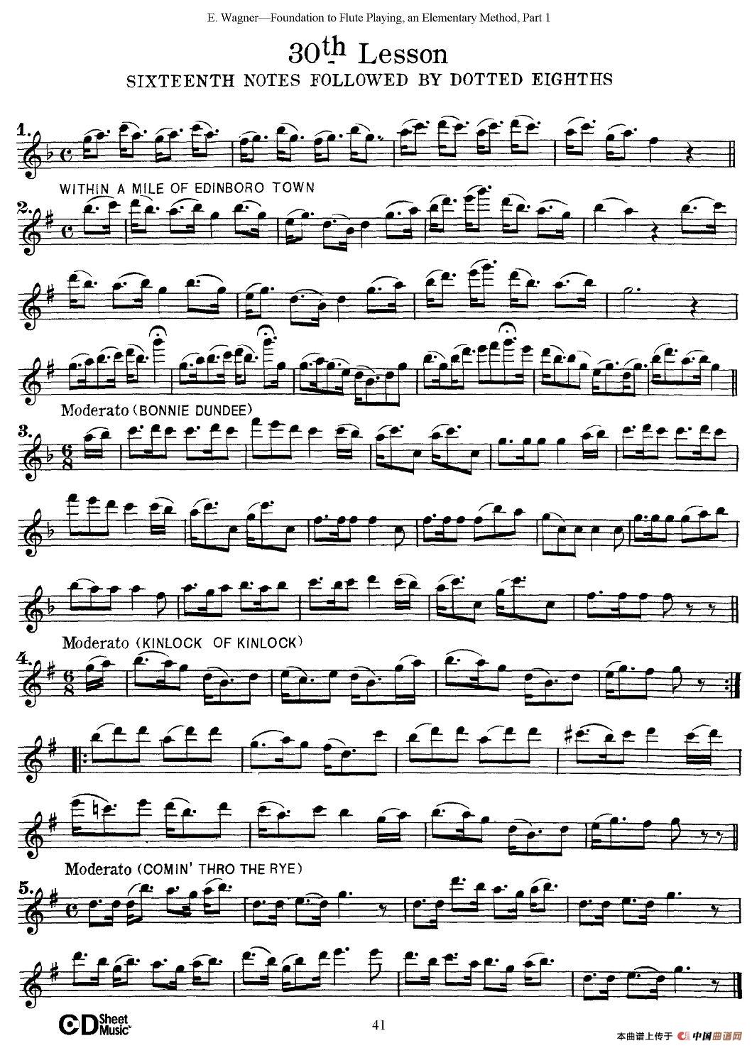 长笛演奏基础教程练习（21—30）长笛谱