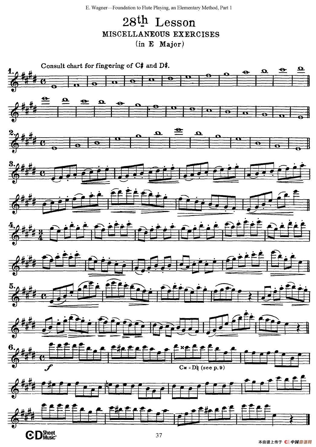 长笛演奏基础教程练习（21—30）长笛谱