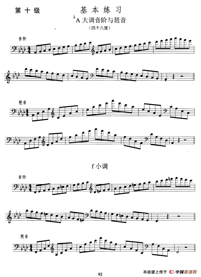 大提琴考级教程·第十级（大提琴）小提琴谱