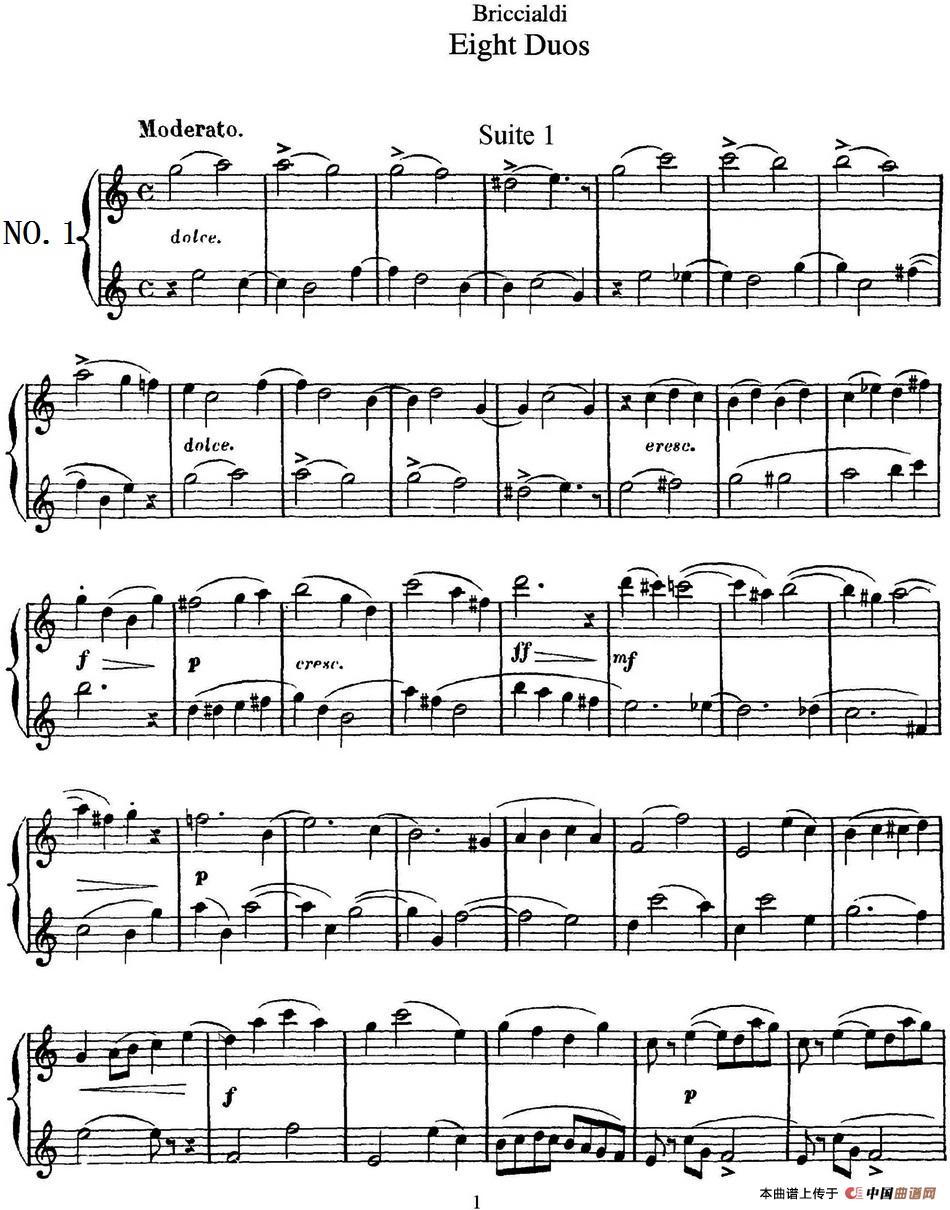 8首博瑞西亚第长笛二重奏（NO.1）长笛谱