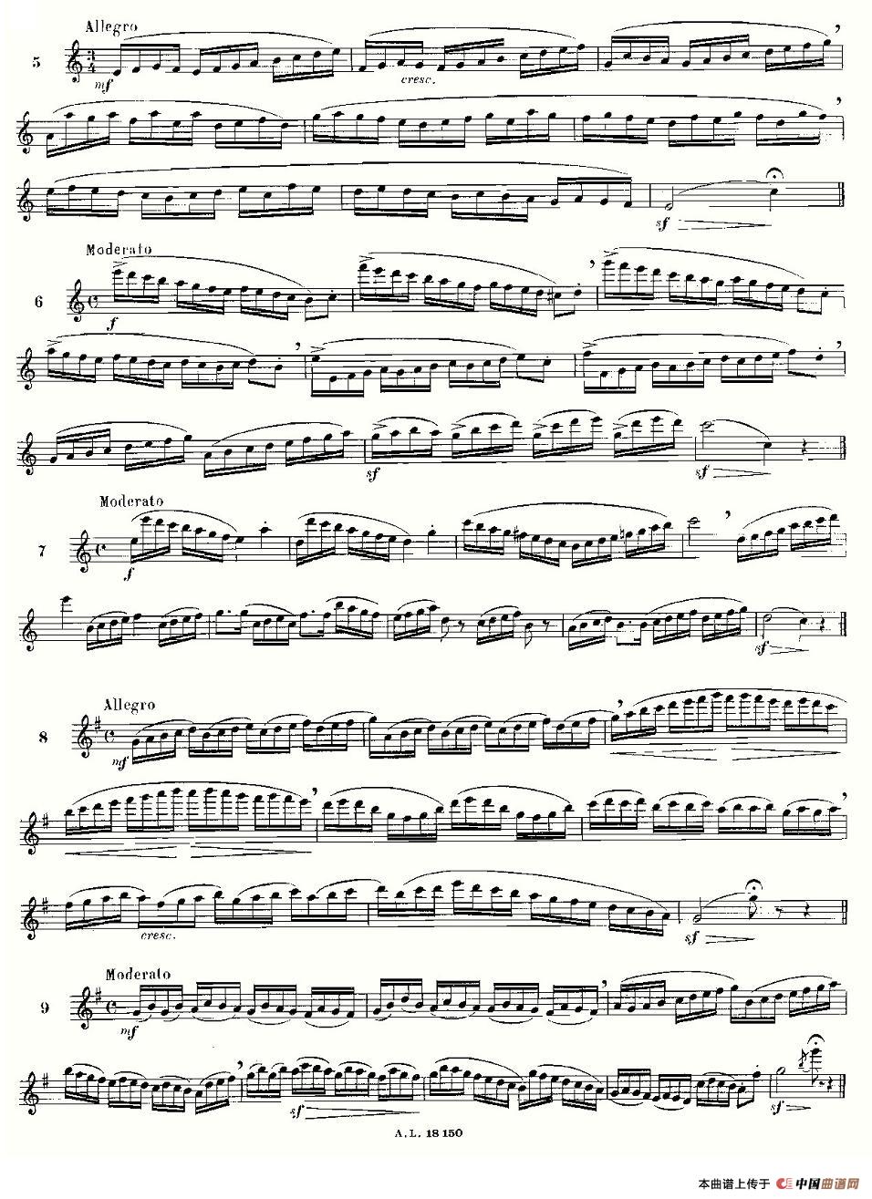 简易音阶练习100首之1-19（moyse-100)长笛谱