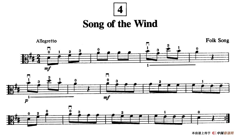 Song of the Wind（中提琴）小提琴谱