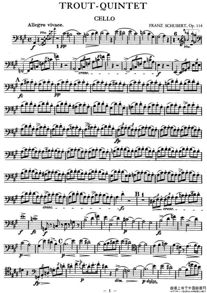 TROUT-QUARTET（大提琴谱）小提琴谱