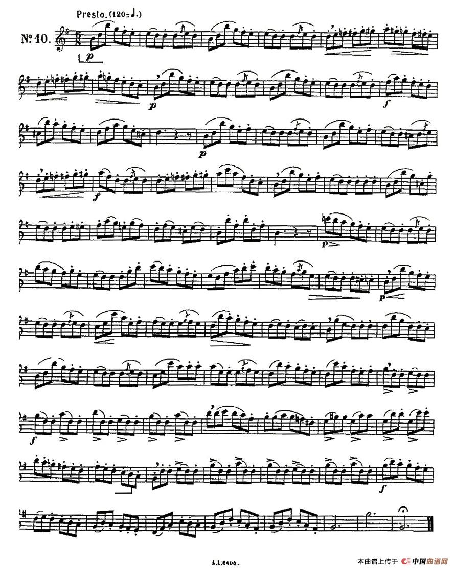 15首如歌的练习曲之6—10长笛谱