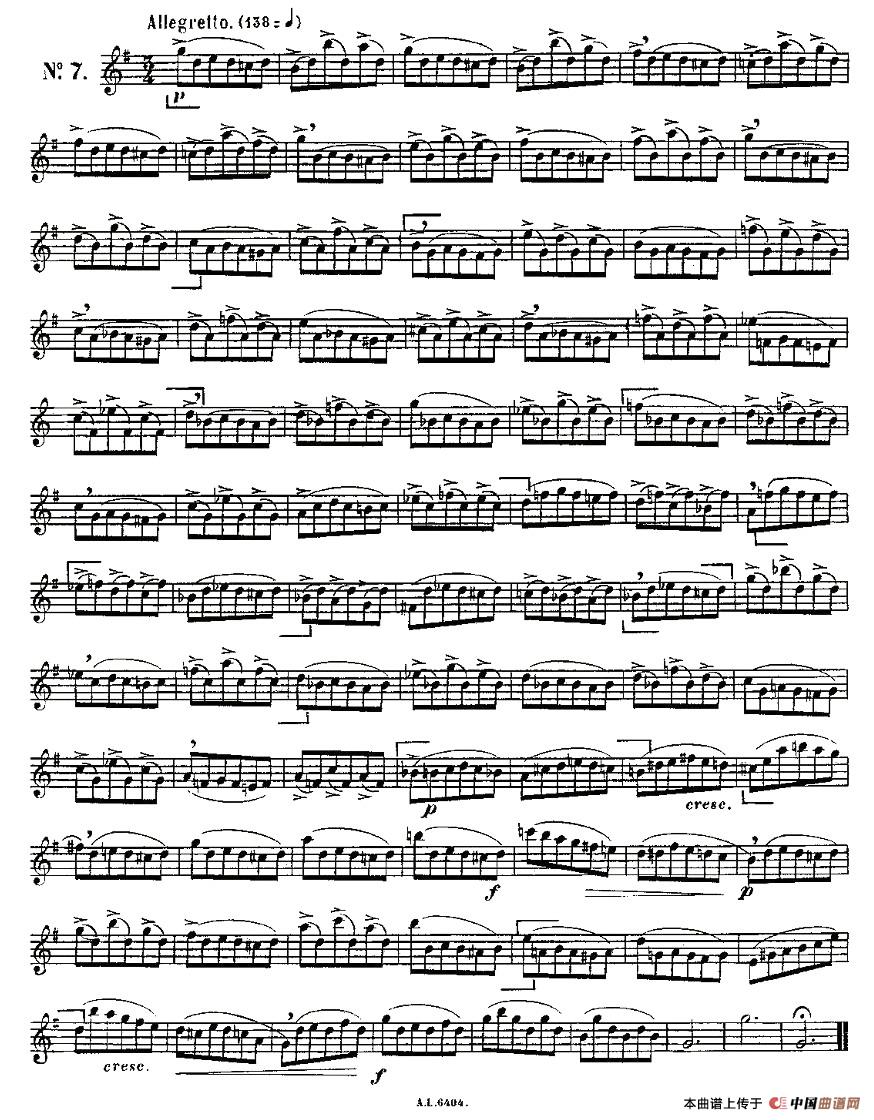 15首如歌的练习曲之6—10长笛谱
