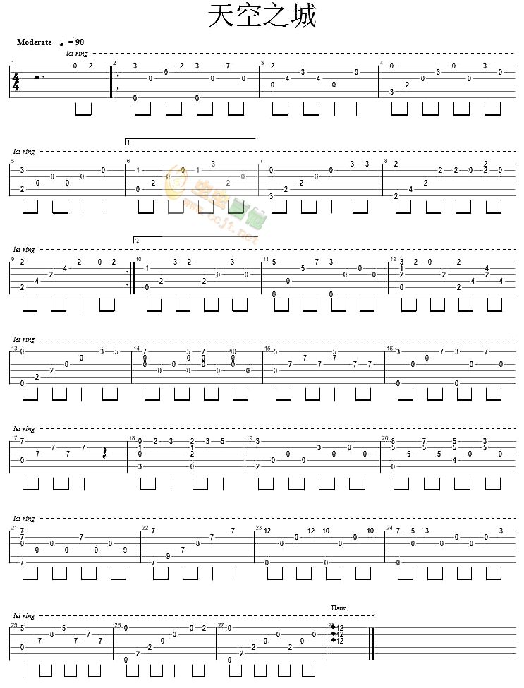 天空之城 简单吉他谱