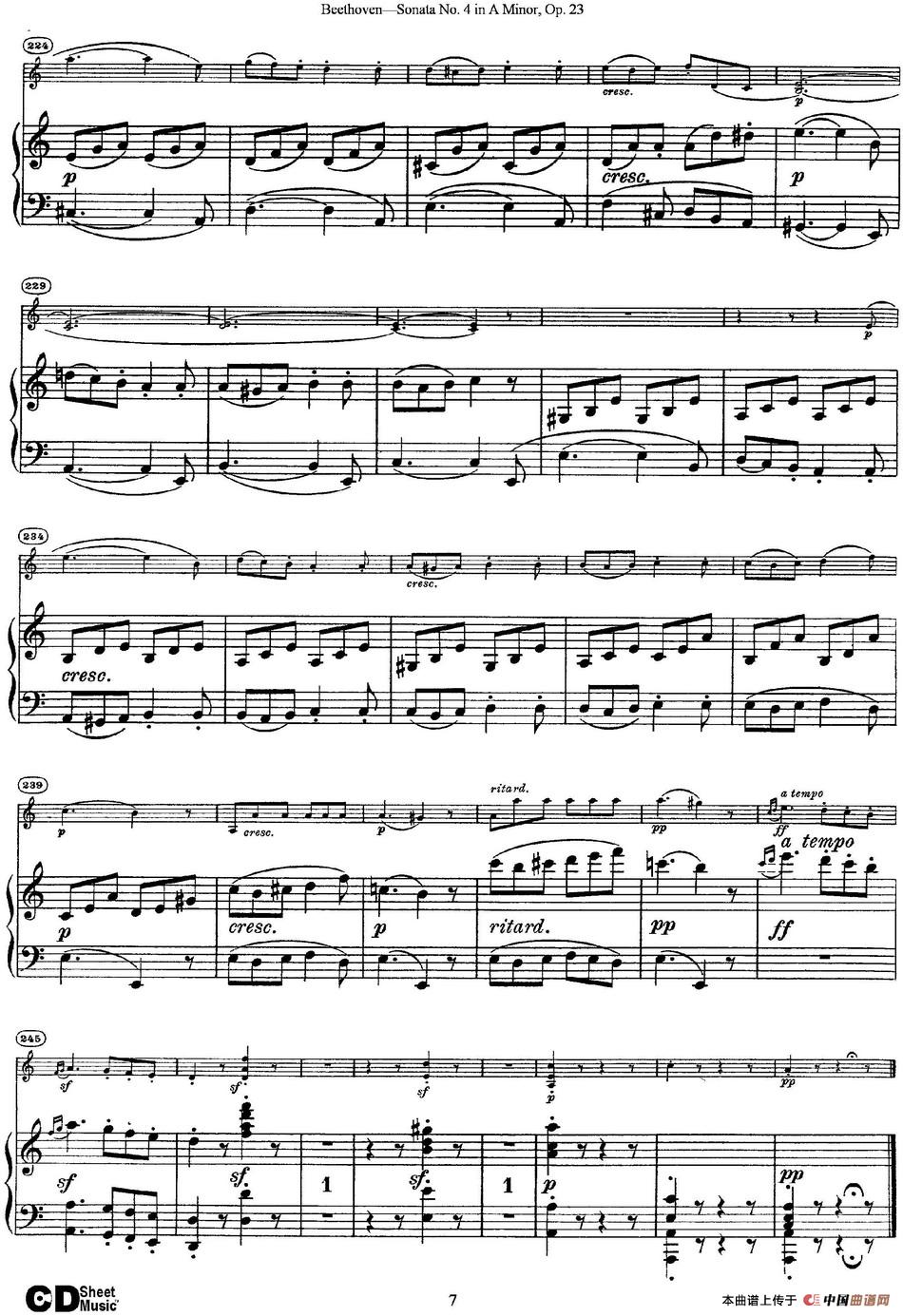 Violin Sonata No.4 in A Minor Op.23（小提琴+钢琴伴奏）