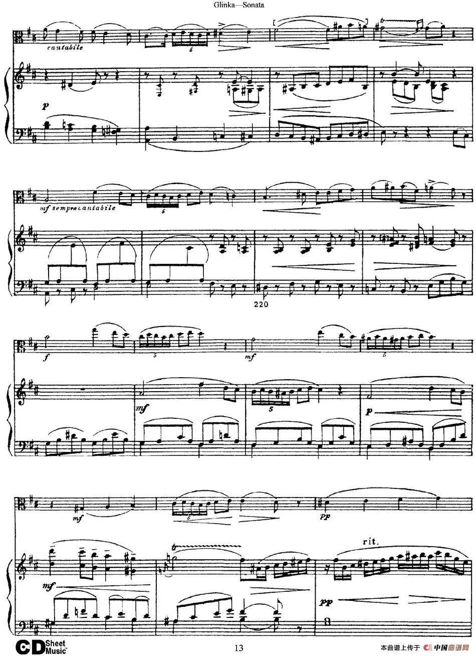 Gli-x-nka Sonata（小提琴+钢琴伴奏）