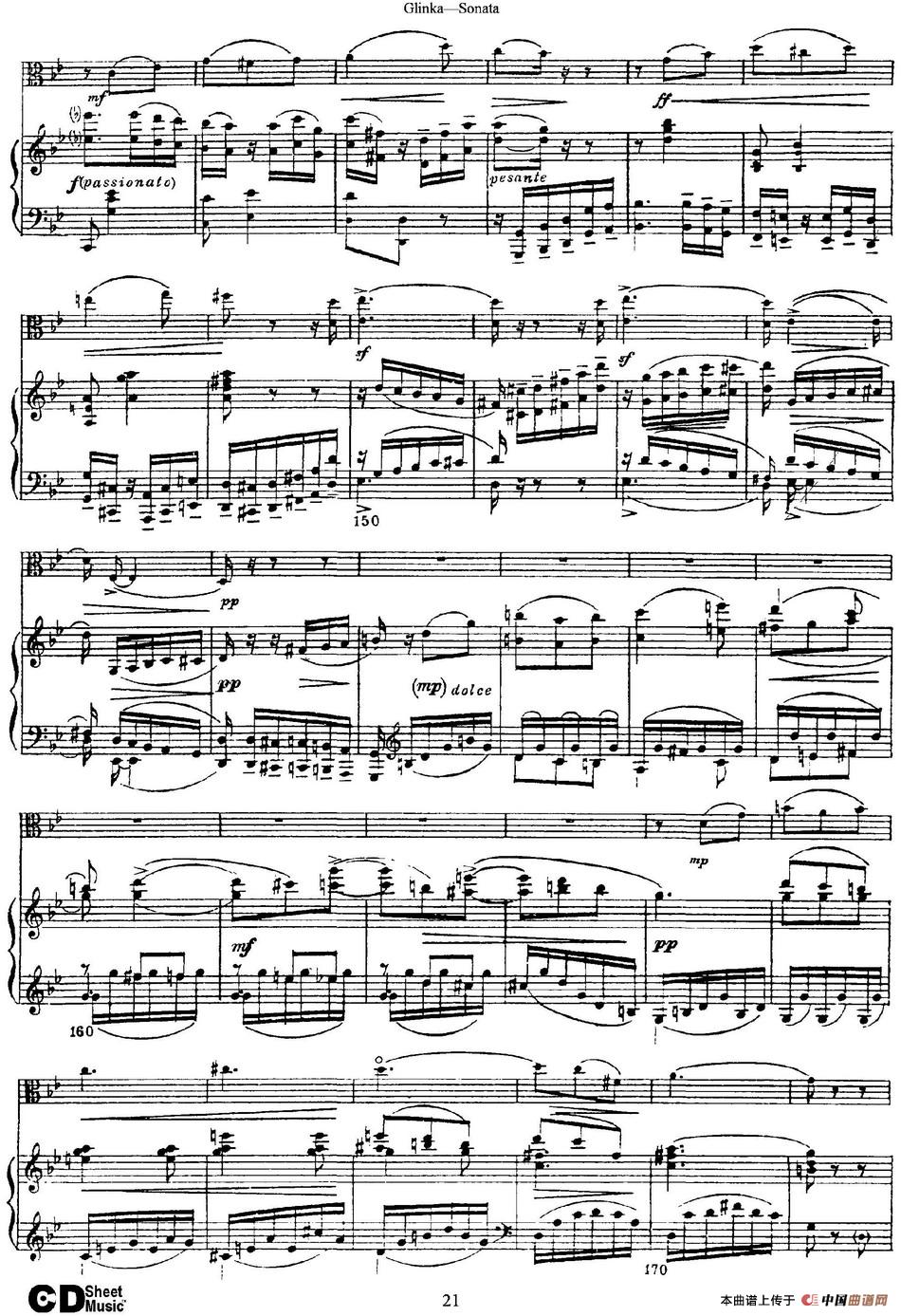 Gli-x-nka Sonata（小提琴+钢琴伴奏）