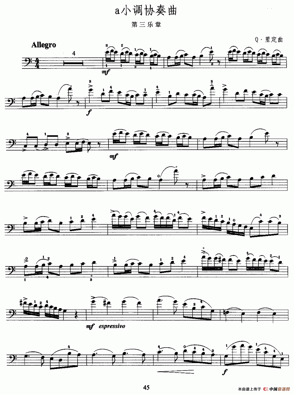 a小调协奏曲（第三乐章）（大提琴）