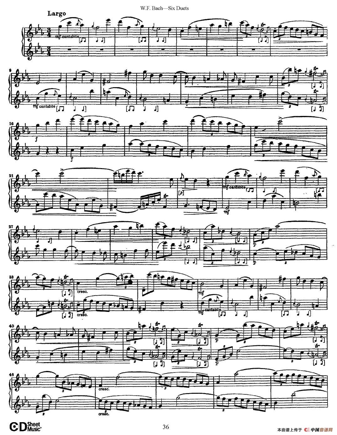 W.F.巴赫—六首二重奏练习曲（5）