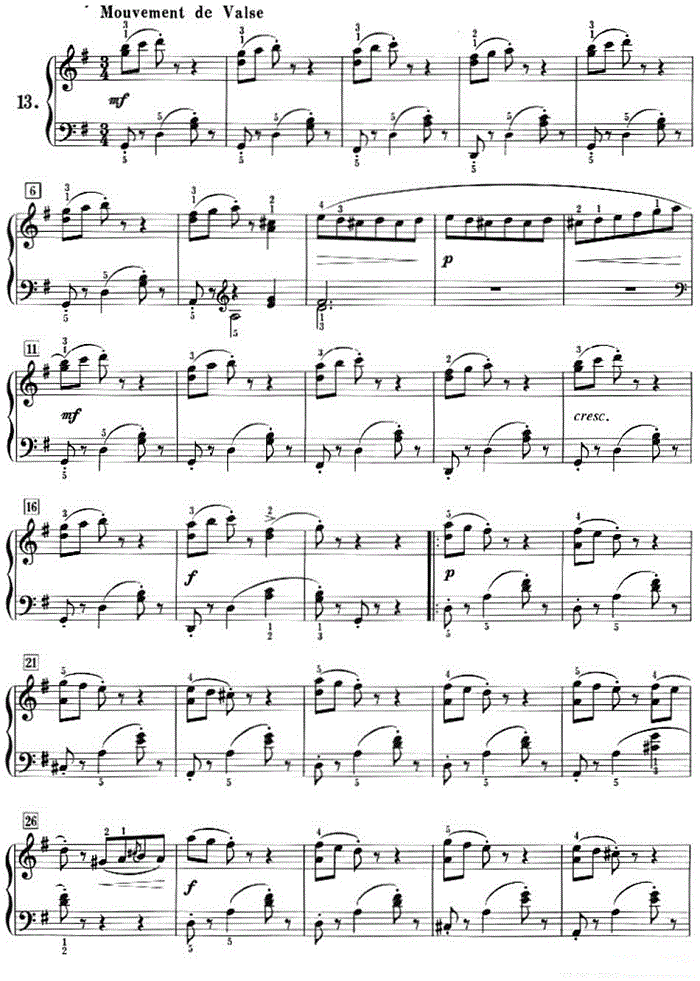 50首莱蒙钢琴练习曲 作品37（NO.13）