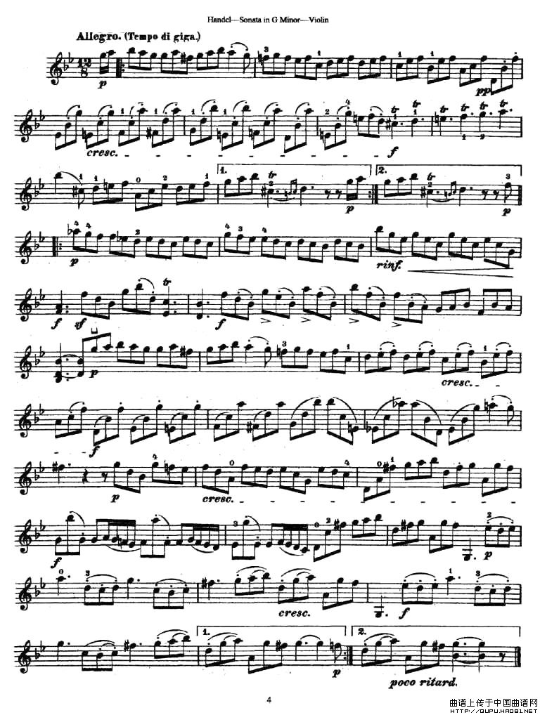 Sonata in G Minor小提琴谱