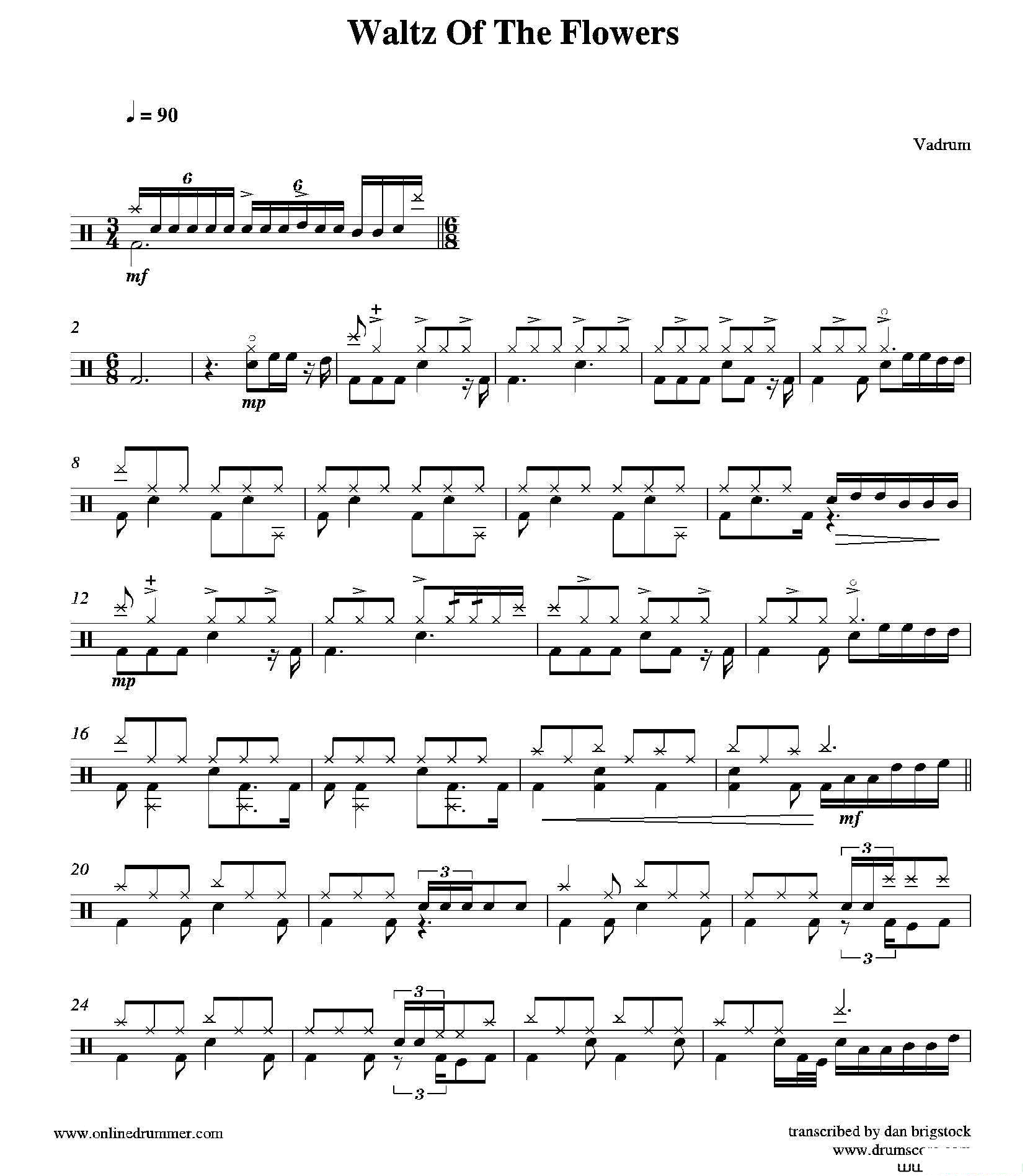 《Waltz Of The Flowers（鼓谱）》简谱