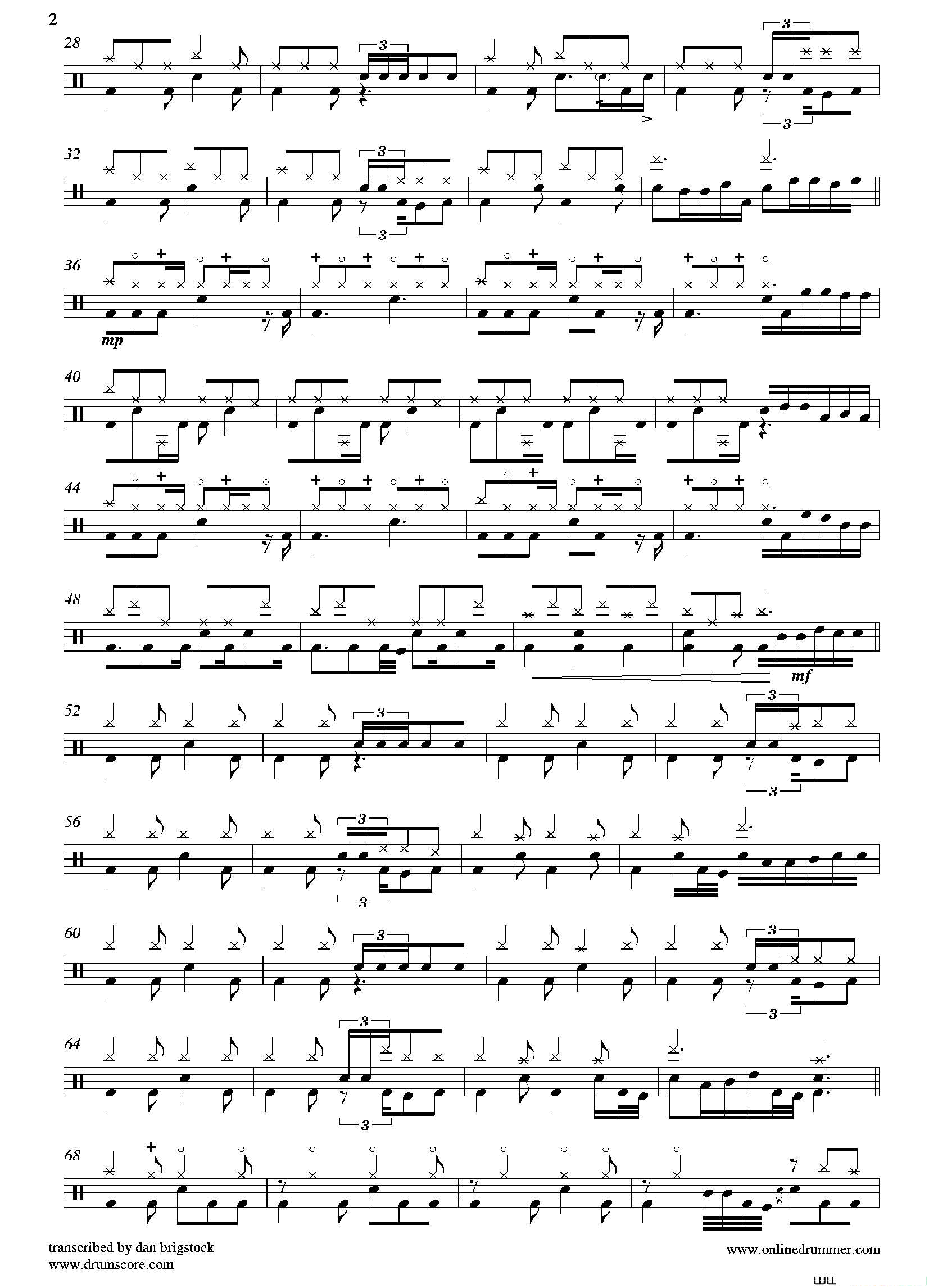 《Waltz Of The Flowers（鼓谱）》简谱