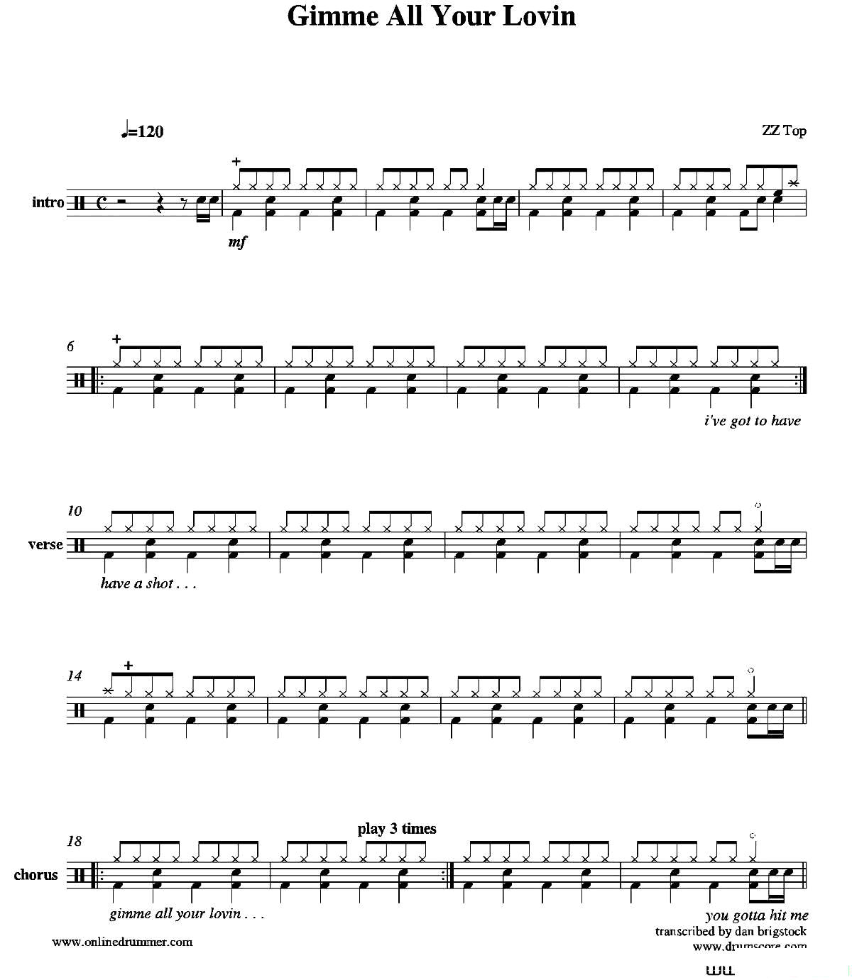 GimmeAllYourLovin鼓谱(Gimme All Your Lovin鼓谱)