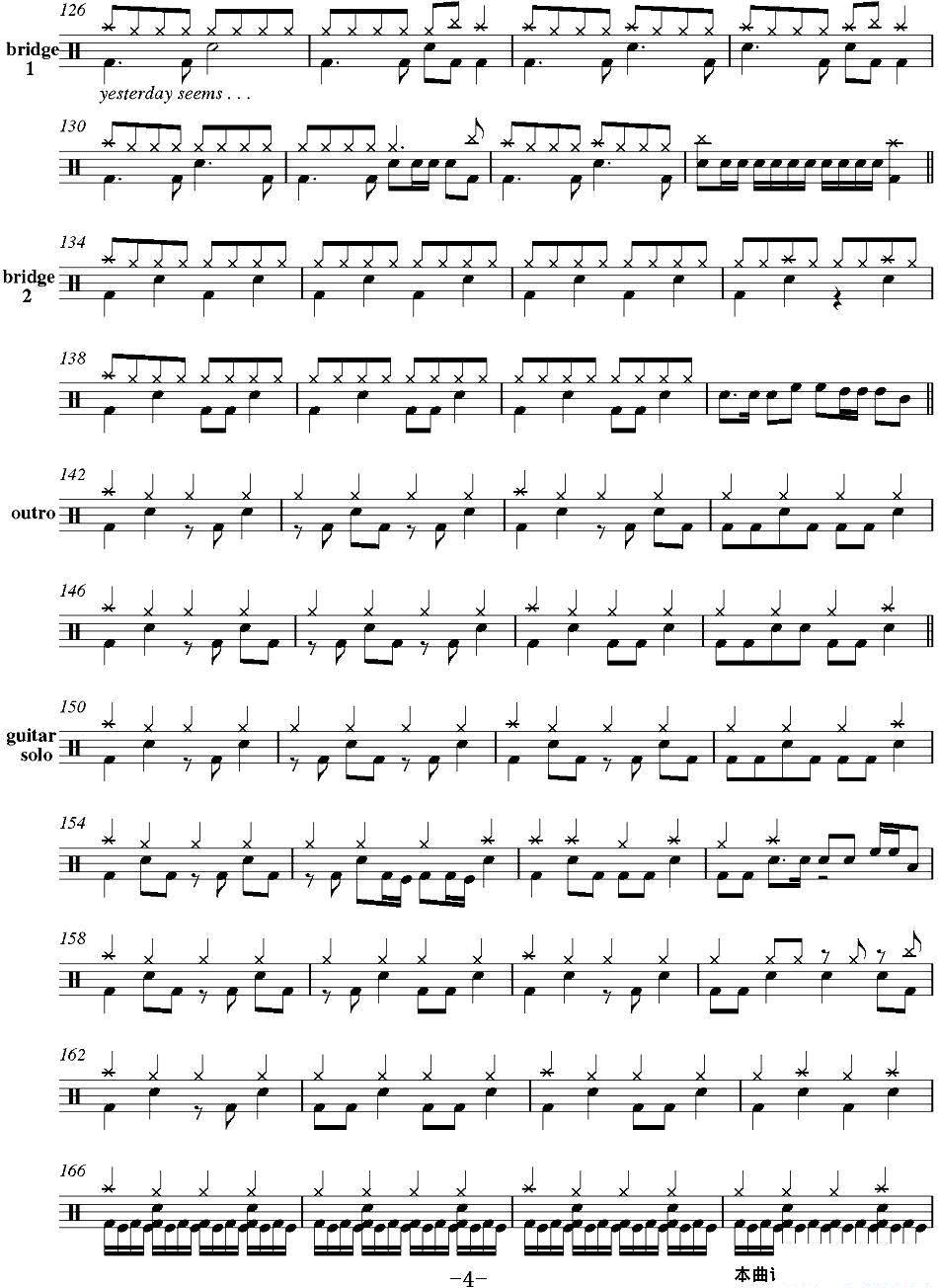 爵士鼓谱：Metallica-fadetoblack