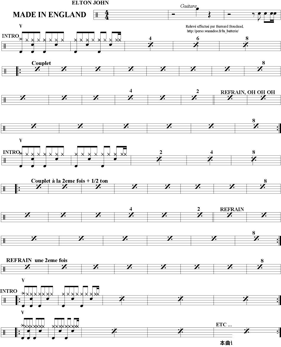 爵士鼓谱：EltonJohn-MadeinEngl