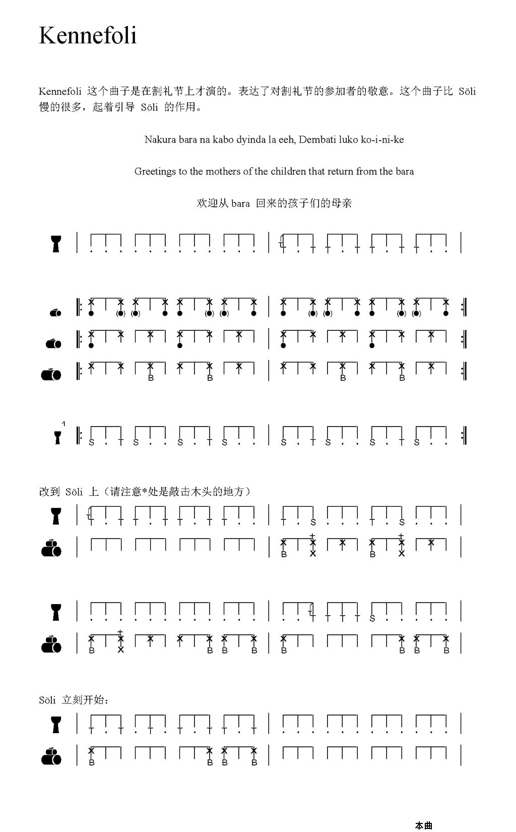 Kennefoli非洲手鼓谱