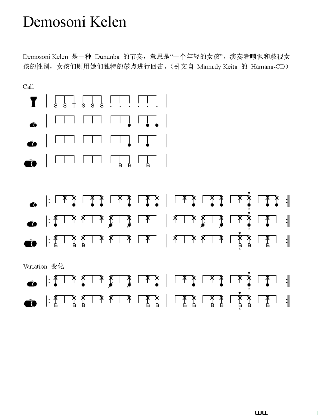 DemosoniKelen非洲手鼓谱(Demosoni Kelen非洲手鼓谱)