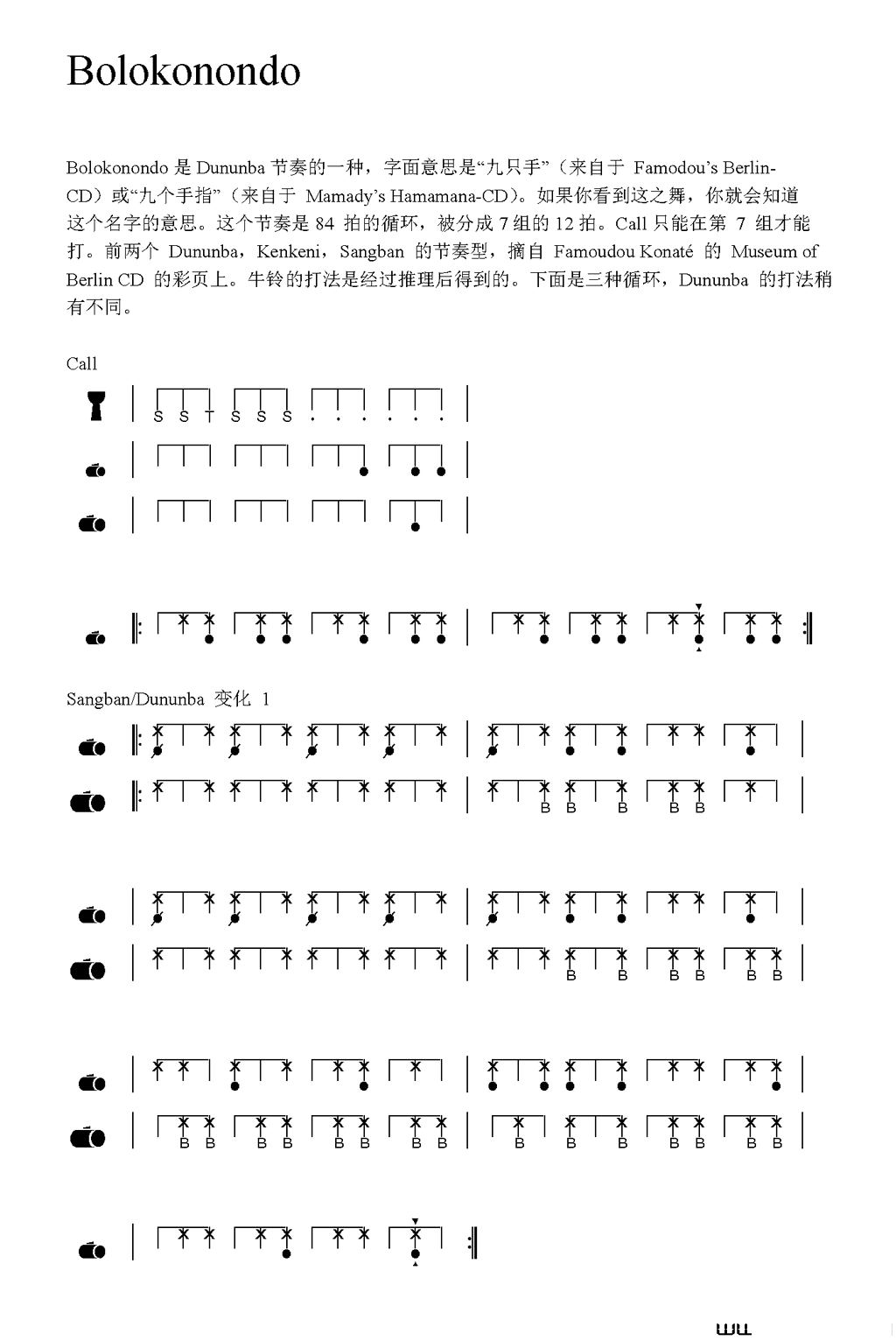 Bolokonondo非洲手鼓谱