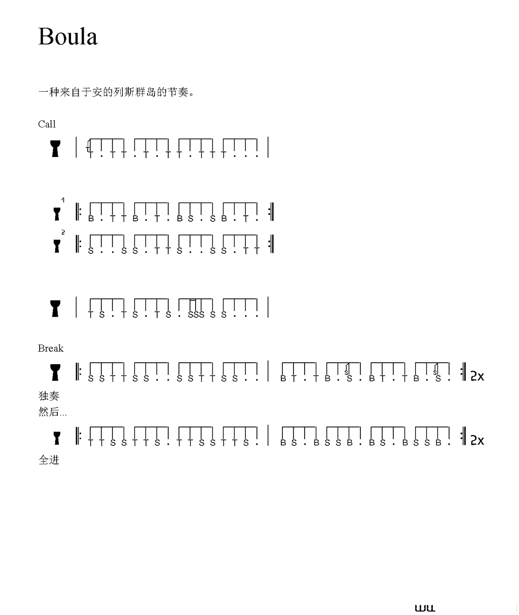 Boula非洲手鼓谱