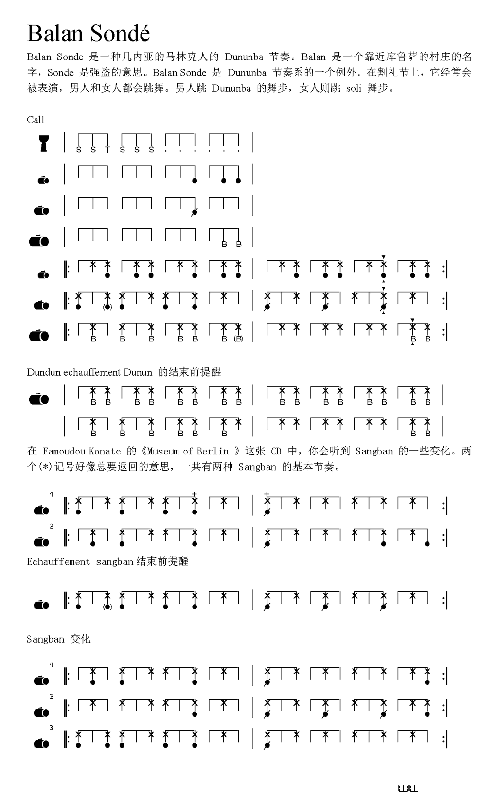 BalanSondé非洲手鼓谱(Balan Sondé非洲手鼓谱)