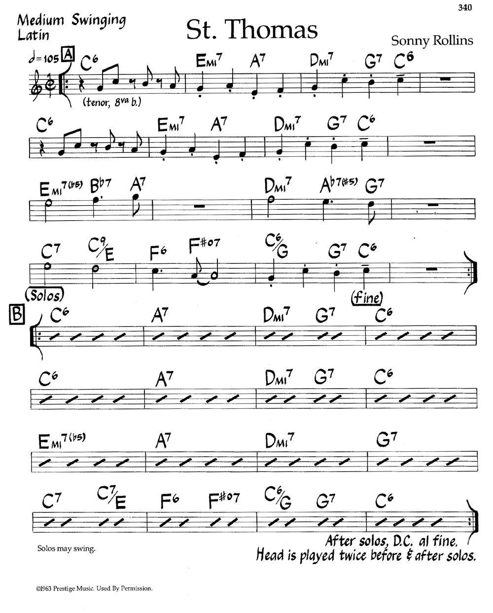 钢琴曲谱 St.Thomas（爵士钢琴曲）