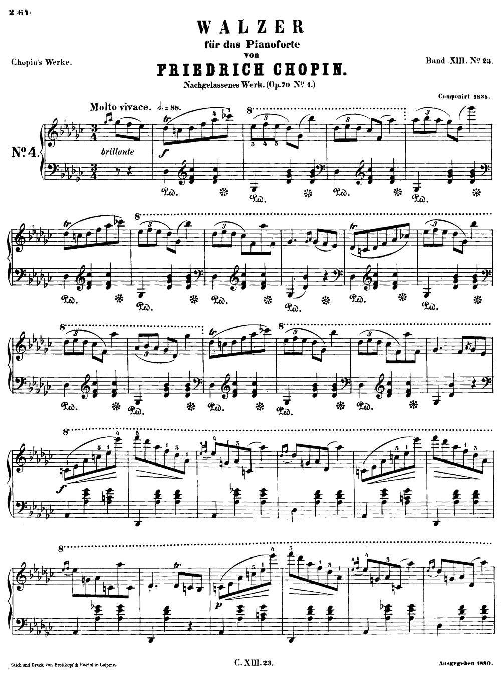 钢琴曲谱 降G大调圆舞曲Op.70-1