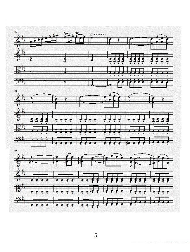 提琴乐谱曲谱 No.1弦乐四重奏总谱（第四乐章）