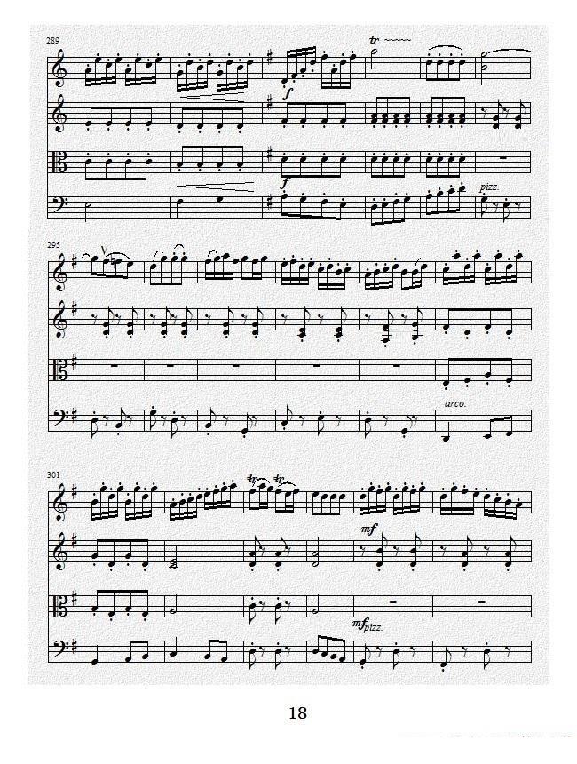 提琴乐谱曲谱 No.1弦乐四重奏总谱（第四乐章）