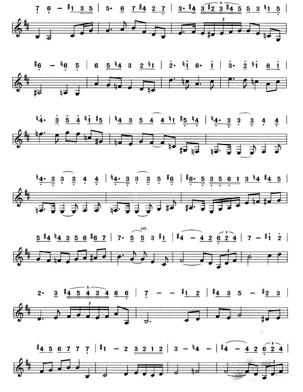 口琴乐谱曲谱 沉思（马斯涅曲 线简谱混排版）