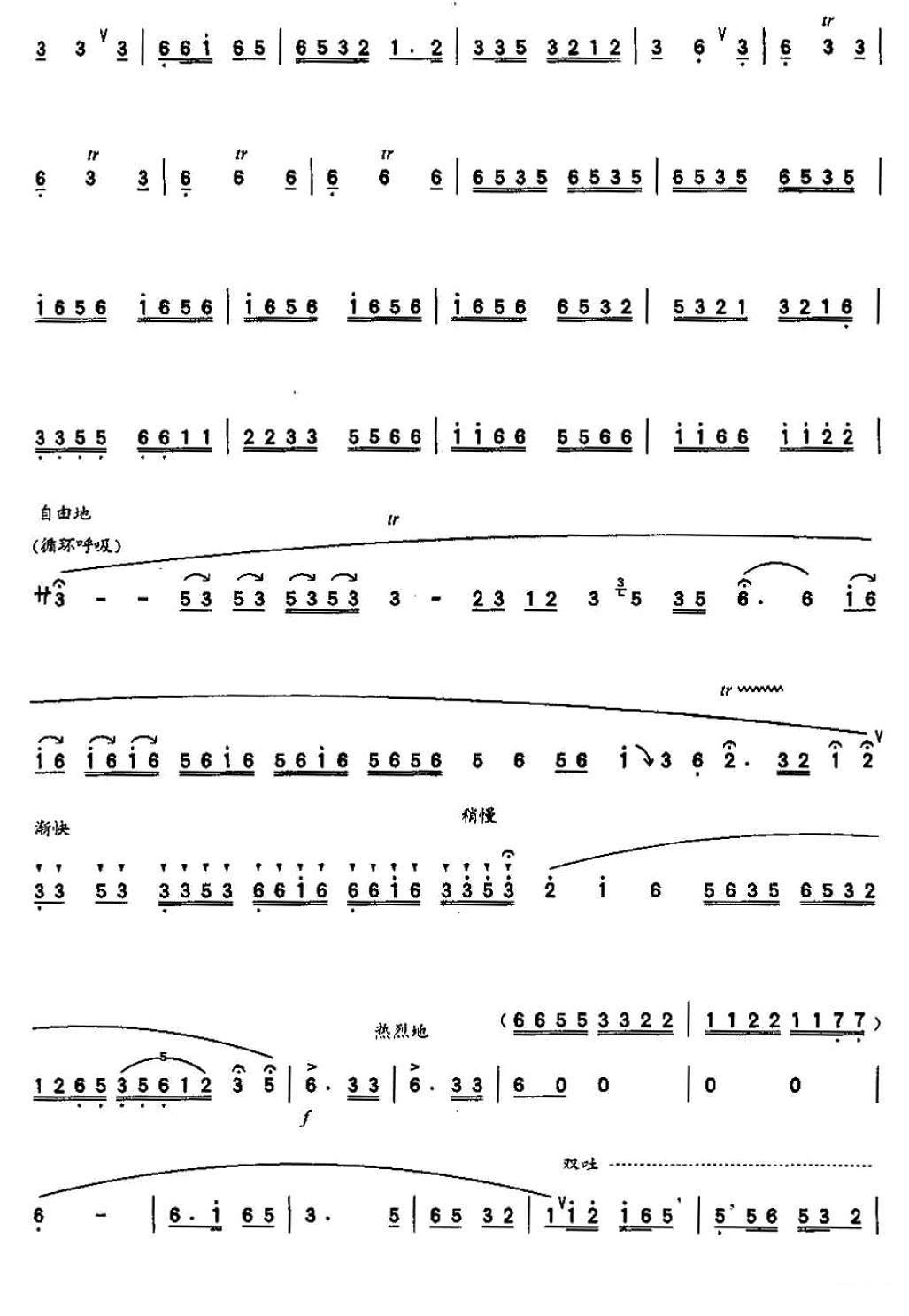 笛箫乐谱曲谱 草原巡逻兵
