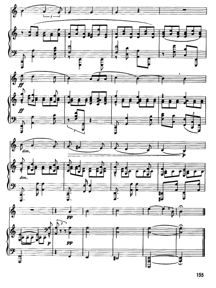 铜管乐谱曲谱 浪漫曲（圆号+钢琴伴奏）