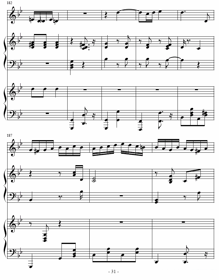 铜管乐谱曲谱 吉普赛之歌（小号+双钢琴）