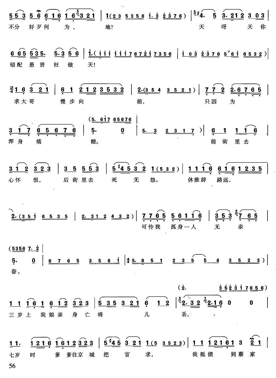 越剧戏曲谱 没来由犯王法(越剧《窦娥冤·斩娥》窦娥唱段)